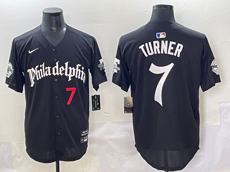 Men 2025 Philadelphia Phillies #7 Turner Black Five generations Joint Name Nike MLB Jersey style 1->philadelphia phillies->MLB Jersey